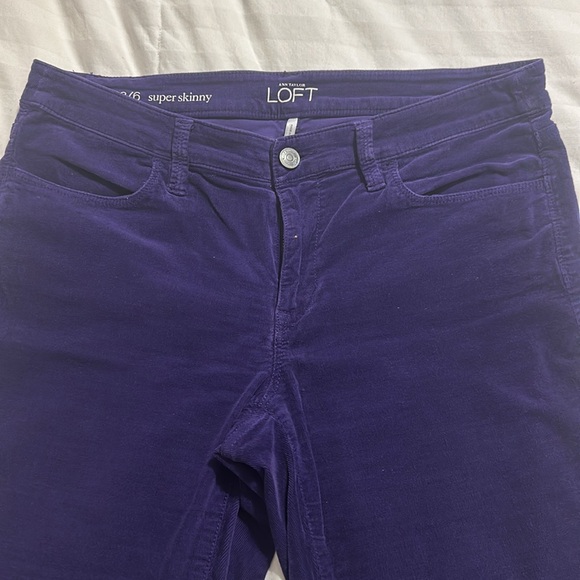 LOFT - Super Skinny Purple Corduroys - Size 28/6 - Picture 3 of 7